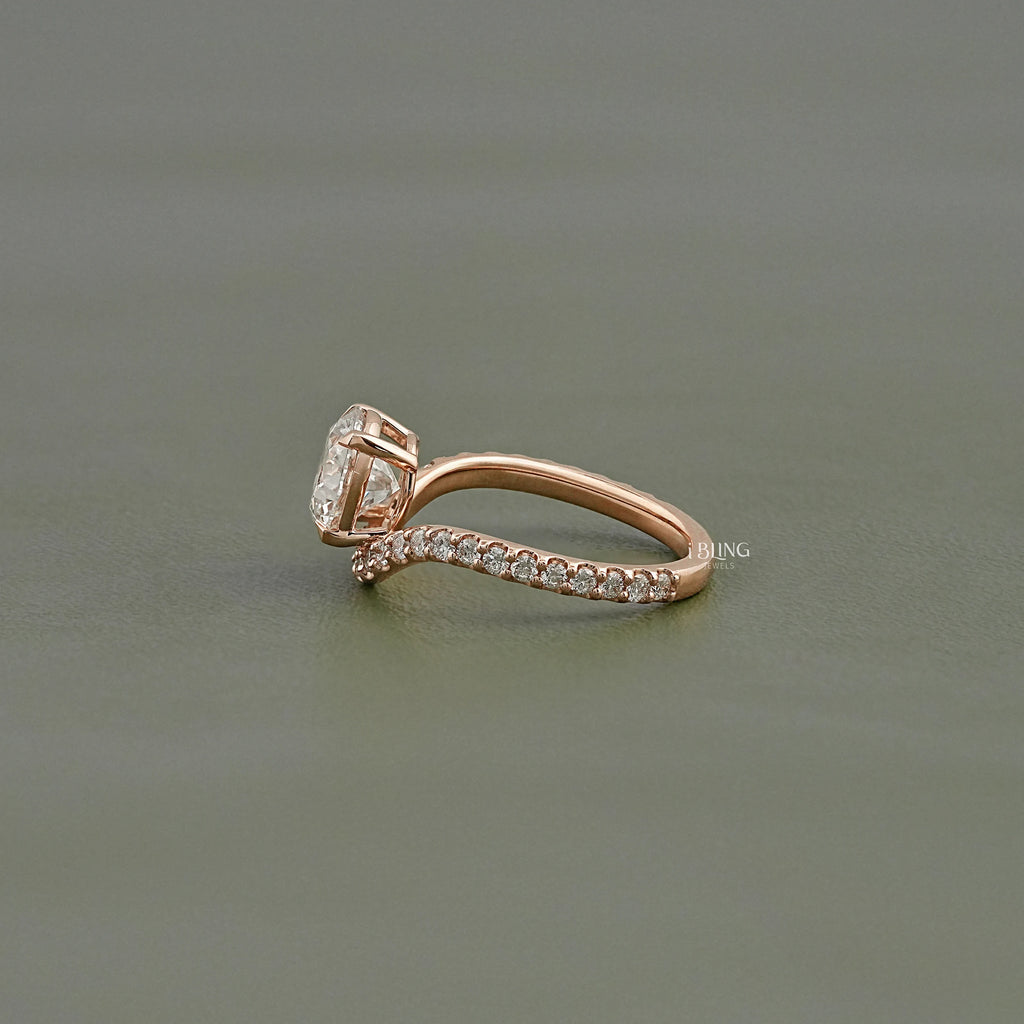 Round Curved Lab Diamond Accent Ring