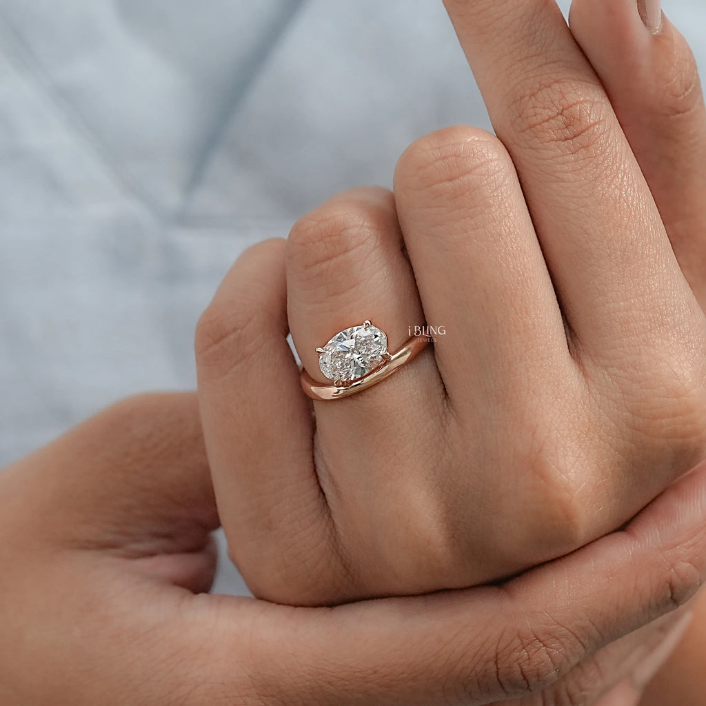 East West Oval Lab Diamond Solitaire Ring