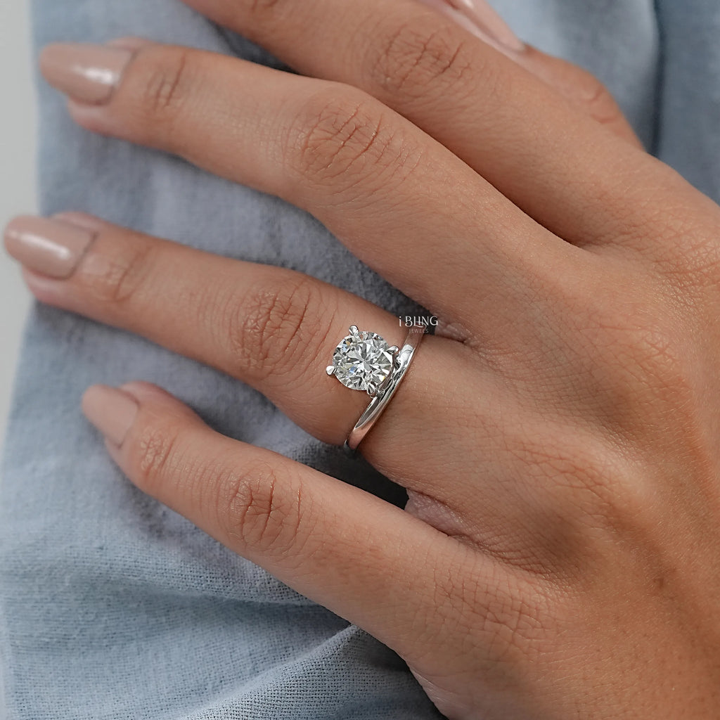Round Lab Diamond Solitaire Ring