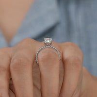 Elongated Old Mine Cushion Lab Diamond Ring