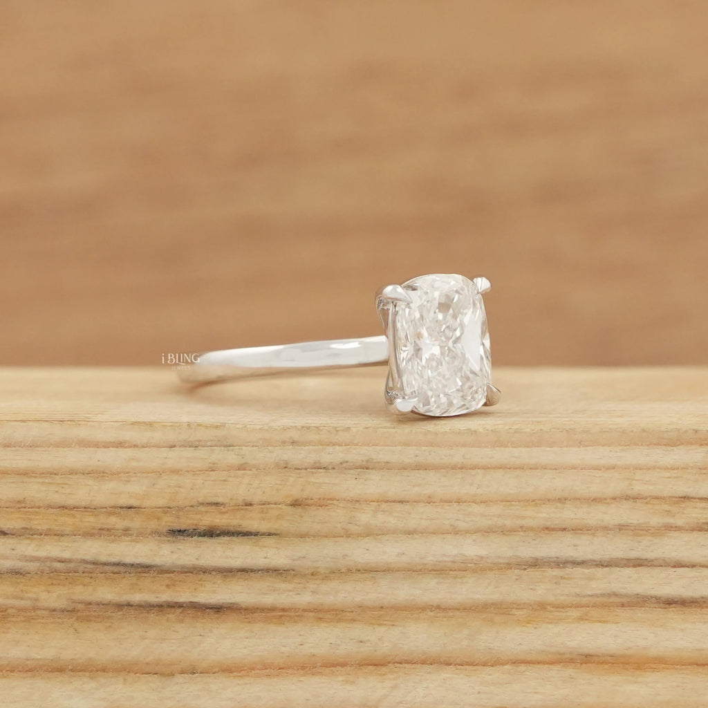 Elongated Cushion Lab Diamond Solitaire Engagement Ring