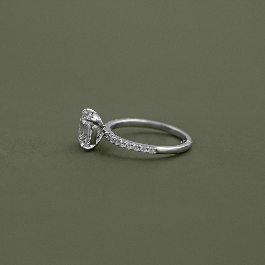 Elongated Cushion Diamond Engagement Ring