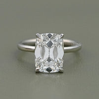 Elongated Old Mine Cushion Lab Diamond Engagement Ring