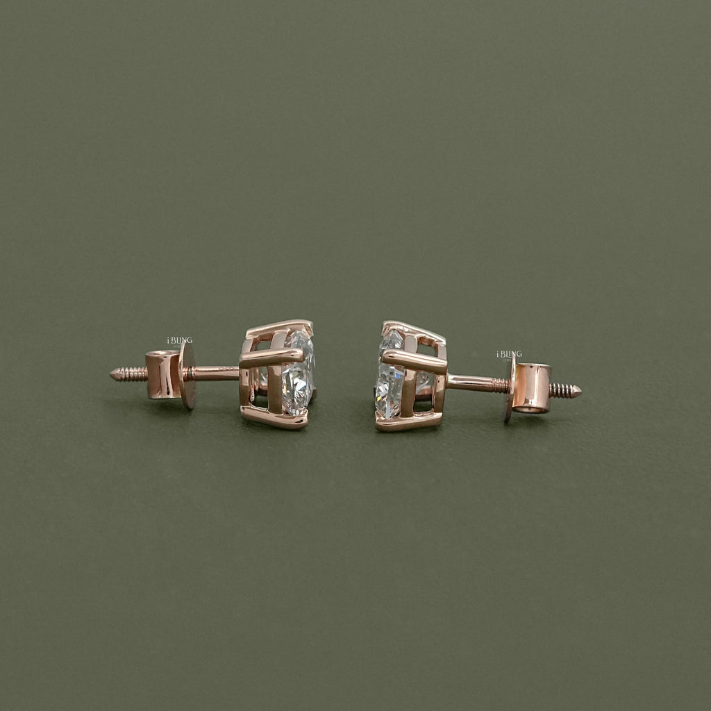 Elongated Cushion Lab Diamond Solitaire Stud Earrings