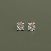Elongated Cushion Lab Diamond Solitaire Stud Earrings