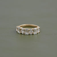Emerald And Oval Diamond Seven Stone Wedding Band