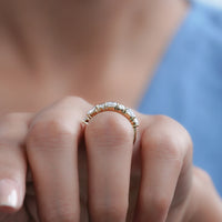 Emerald And Oval Diamond Seven Stone Wedding Band