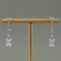 Emerald And Round Diamond Drop Earrings