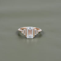 Emerald And Baguette Lab Diamond Five Stone Ring