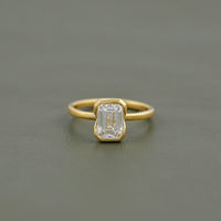 Bezel Set Emerald Cut Lab Diamond Engagement Ring