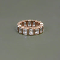 Emerald Cut Bezel Set Eternity Wedding Band