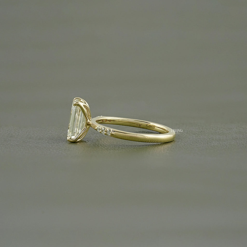 Emerald Cut Lab Grown Diamond Solitaire Accent Ring