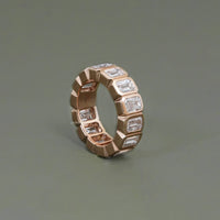 Emerald Cut Bezel Set Eternity Wedding Band
