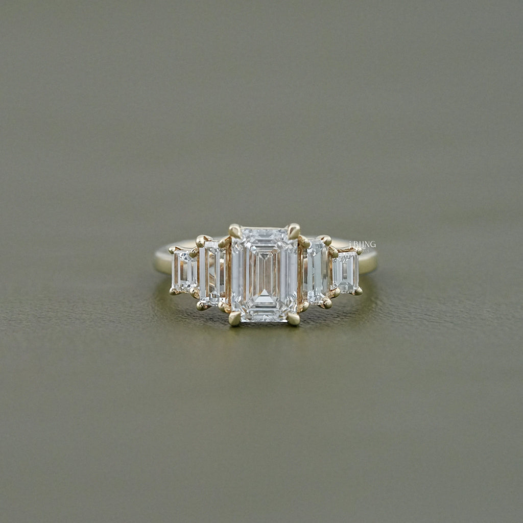 Emerald Cut Five Stone Engagement Ring