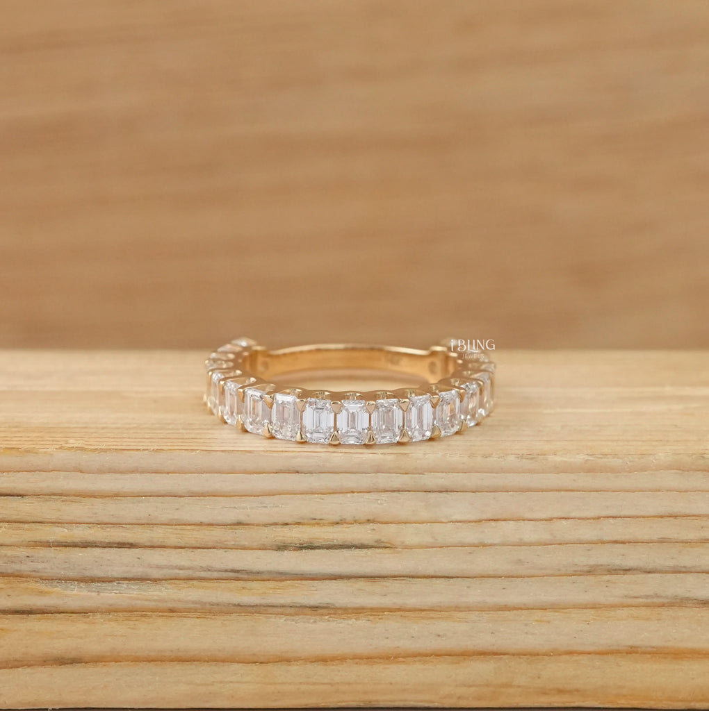 Emerald Cut Lab Diamond Wedding Band