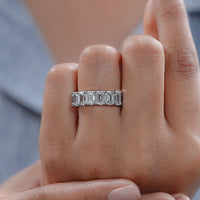 Emerald Diamond Half Eternity Wedding Band