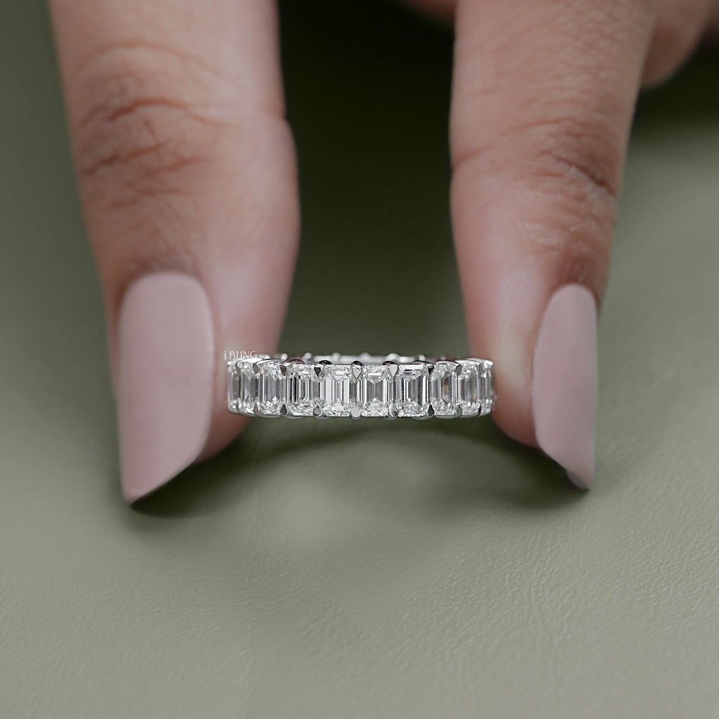 Emerald Cut Lab Diamond Full Eternity Band