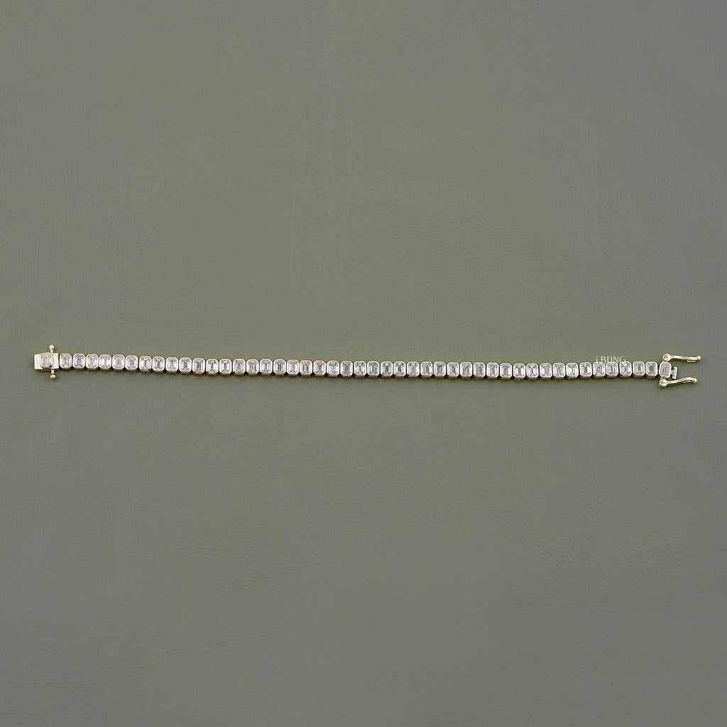 Emerald Cut Lab Diamond Bezel Tennis Bracelet