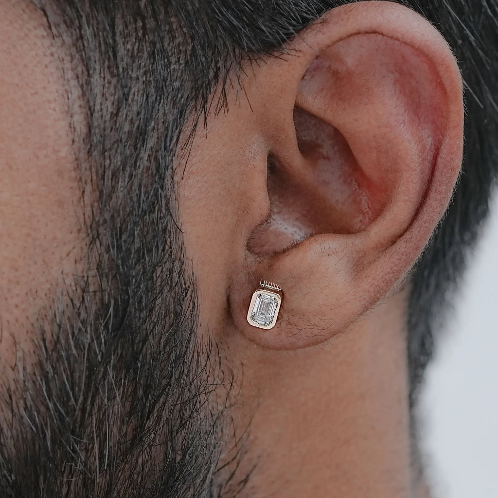 Emerald Cut Lab Diamond Stud Earring