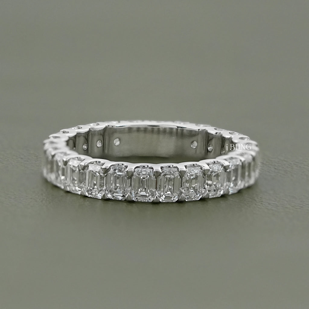 Emerald Cut Lab Diamond Full Eternity Wedding Band