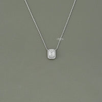 Emerald Cut Diamond Halo Pendant