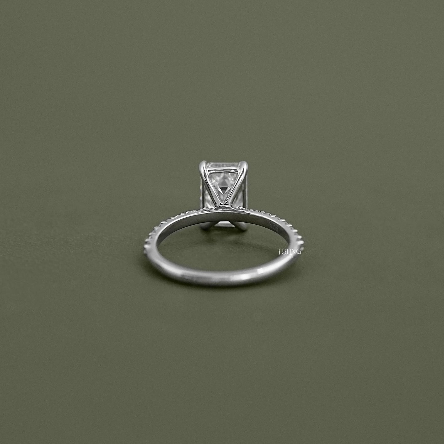 Emerald Cut Solitaire Accent Engagement Ring Solitaire Ring