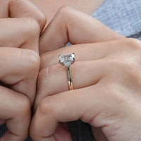 Three Stone Emerald Cut Engagement Ring