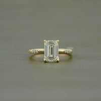 Emerald Cut Lab Grown Diamond Solitaire Accent Ring