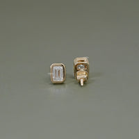 Emerald Cut Bezel Set Stud Earrings