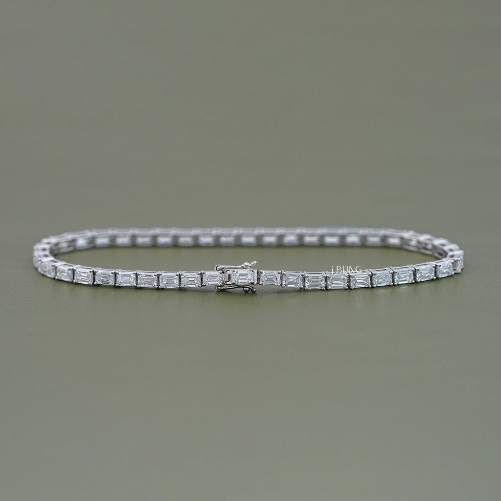 Emerald Cut Lab Grown Diamond Tennis Bracelet
