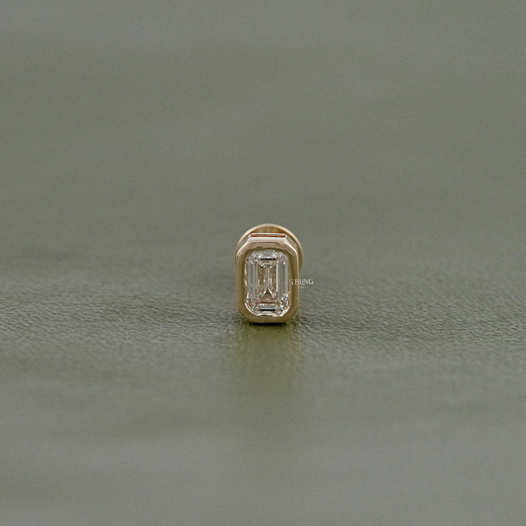Emerald Cut Lab Diamond Stud Earring
