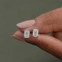 Emerald Lab Diamond Stud Earrings