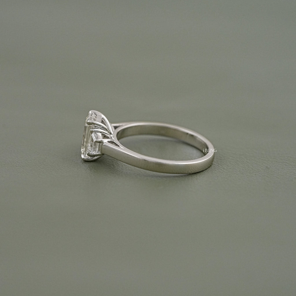 Emerald Cut Three Stone Engagement Ring