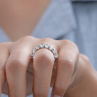 Emerald Diamond Half Eternity Wedding Band