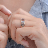 Emerald Cut Bezel Set Eternity Wedding Band