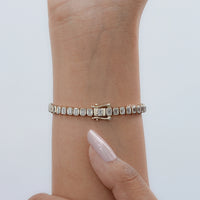 Emerald Cut Lab Diamond Bezel Tennis Bracelet
