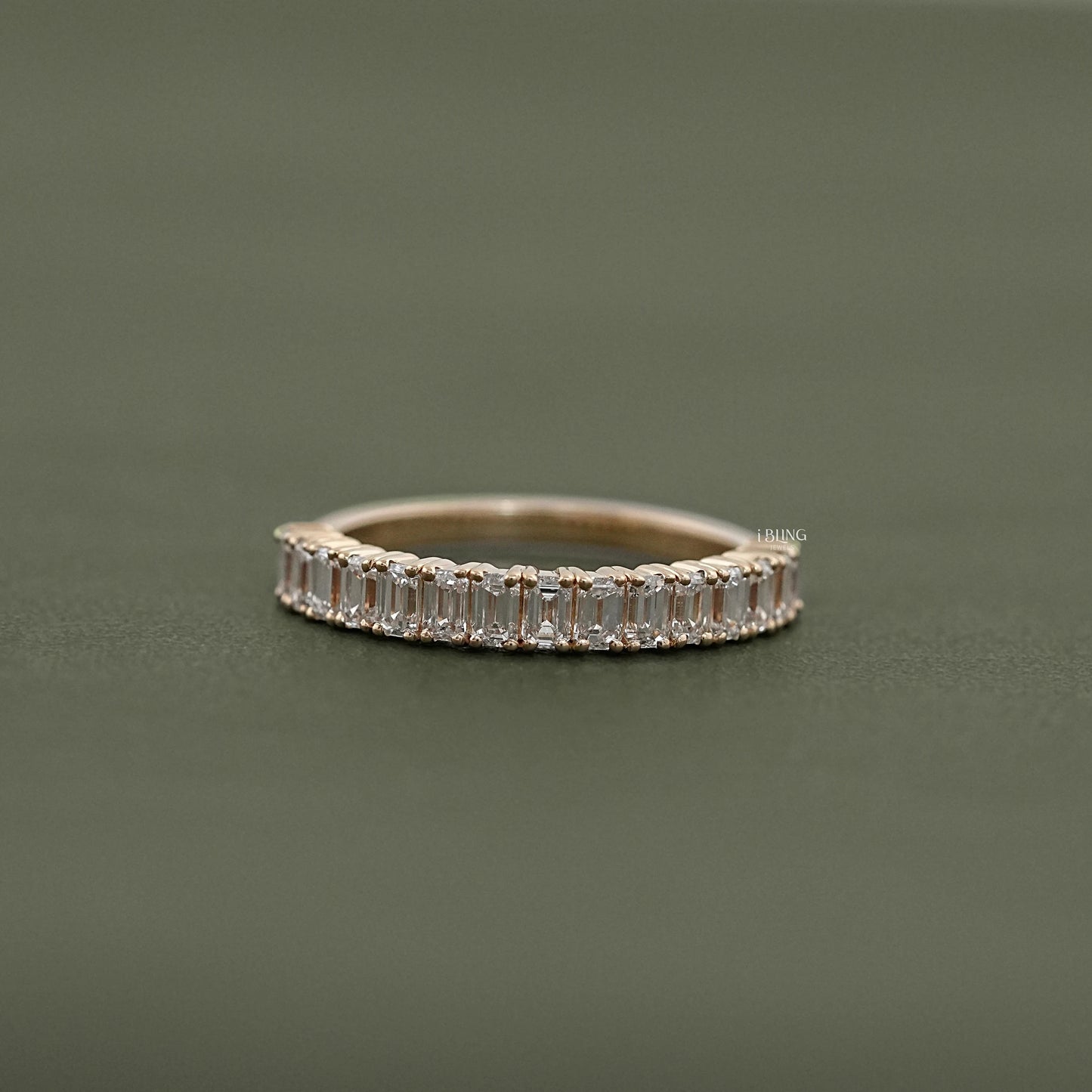 Emerald Cut Lab Diamond Half Eternity Band