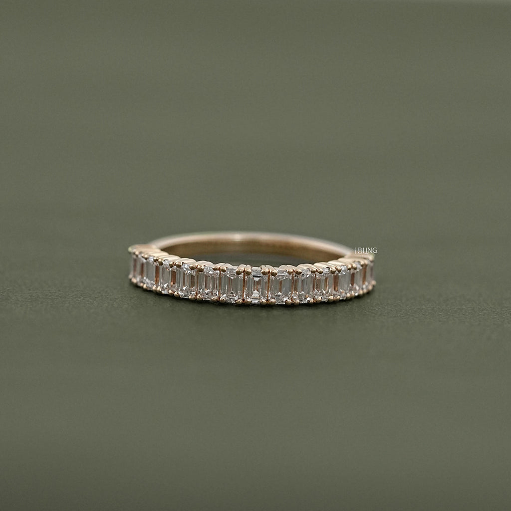 Emerald Cut Lab Diamond Half Eternity Band