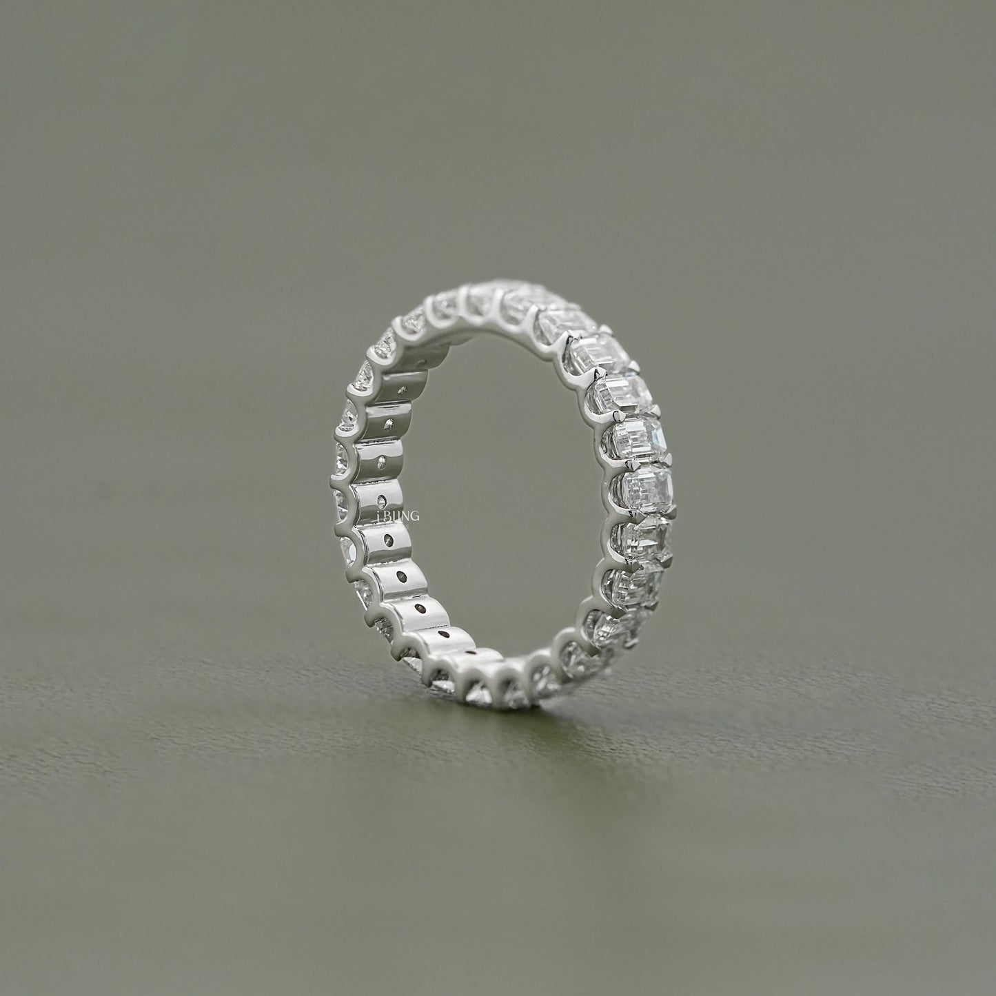 Emerald Cut Lab Diamond Full Eternity Wedding Band