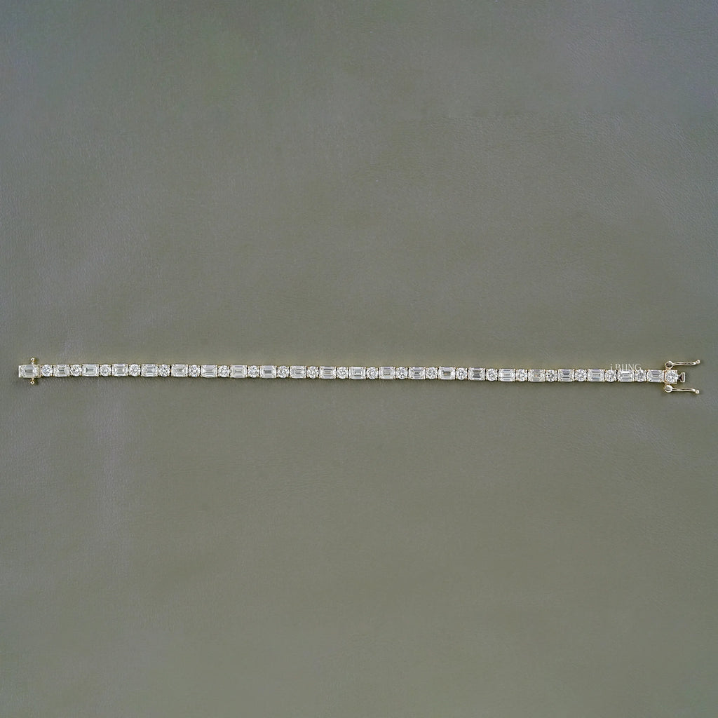 Emerald & Round Cut Lab Diamond Tennis Bracelet