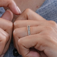 Emerald Cut Lab Diamond Half Eternity Band