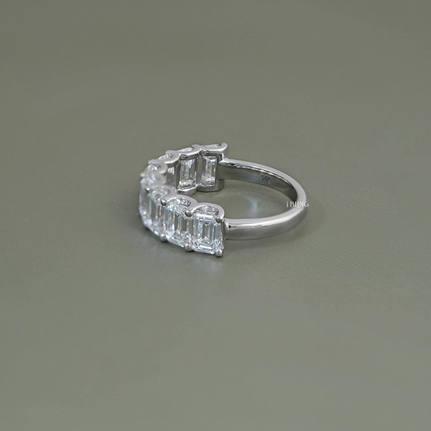 Emerald Diamond Half Eternity Wedding Band