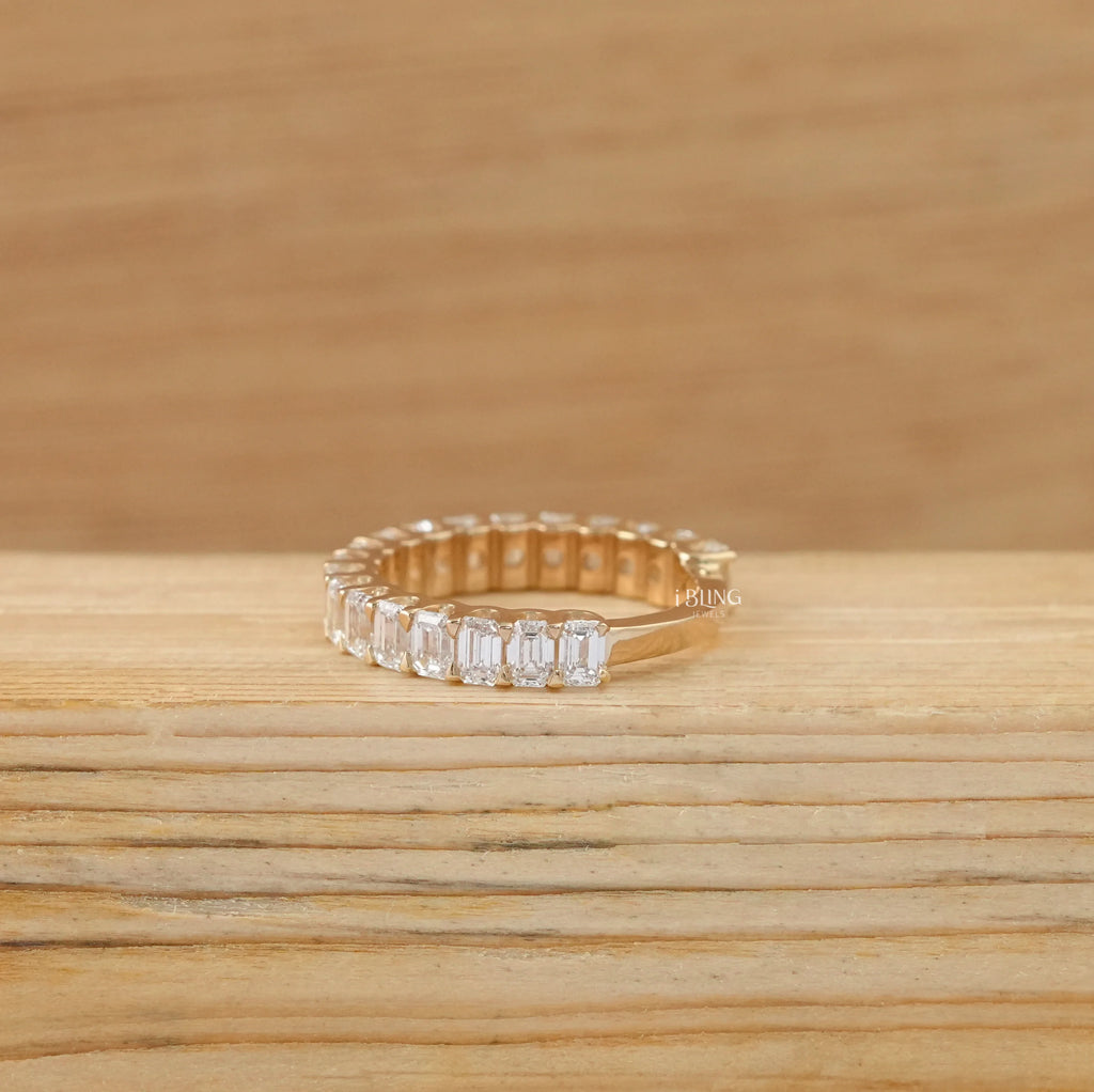 Emerald Cut Lab Diamond Wedding Band