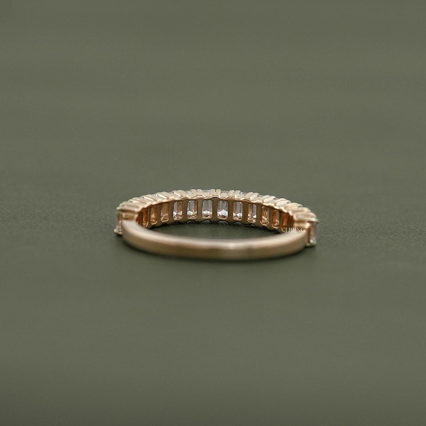 Emerald Cut Lab Diamond Half Eternity Band Half Eternity