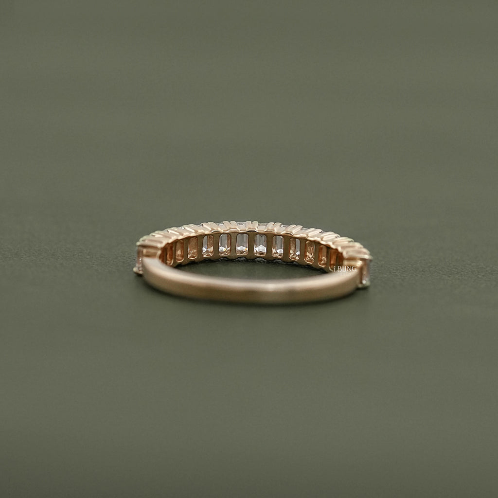 Emerald Cut Lab Diamond Half Eternity Band