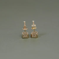 Emerald Cut Bezel Set Stud Earrings