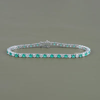 Multi Gemstone Round Diamond Tennis Bracelet