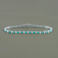 Multi Gemstone Round Diamond Tennis Bracelet