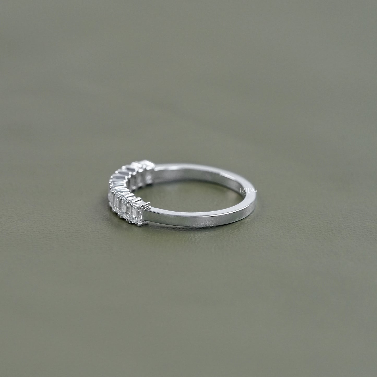 Emerald Lab Diamond Half Eternity Wedding Band