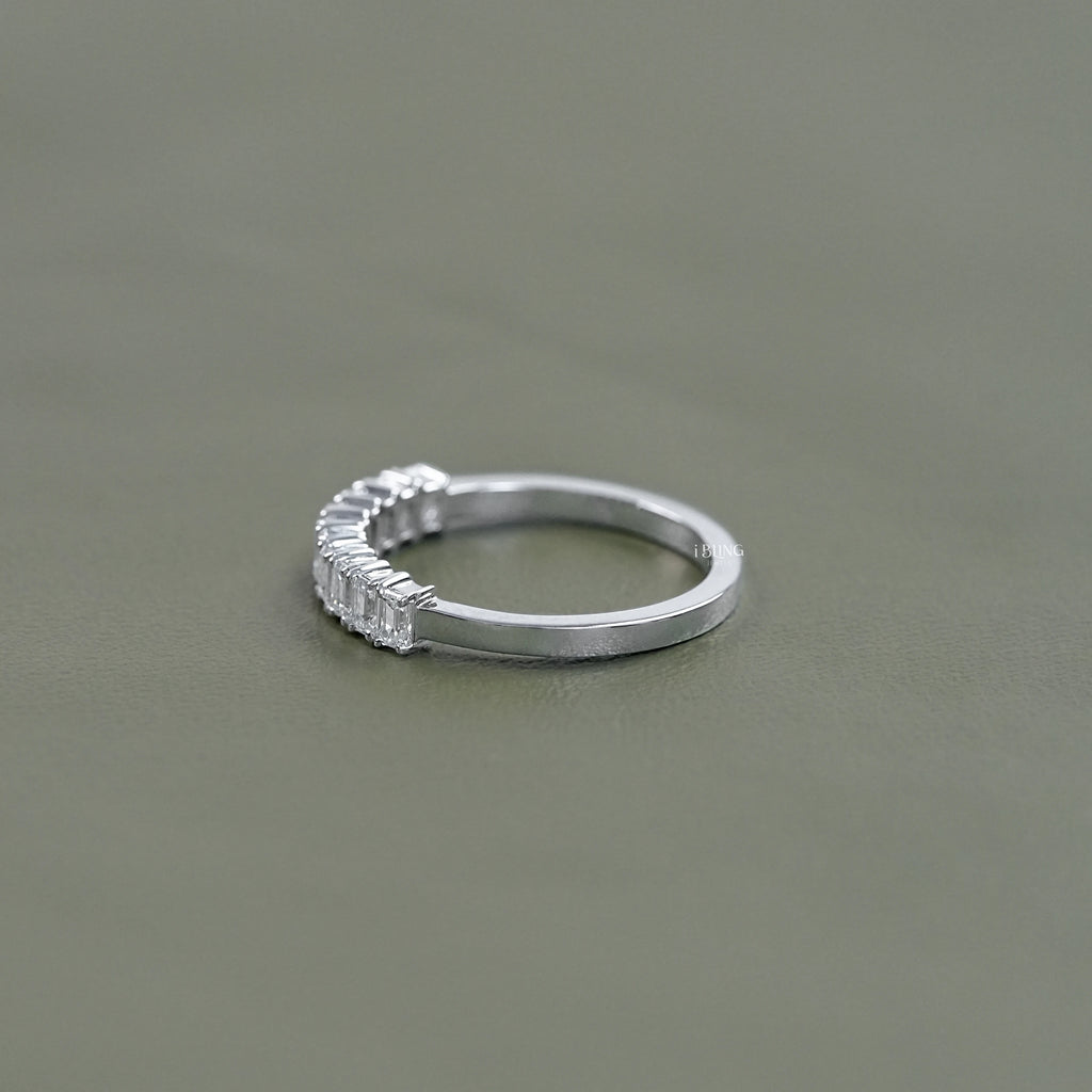 Emerald Lab Diamond Half Eternity Wedding Band